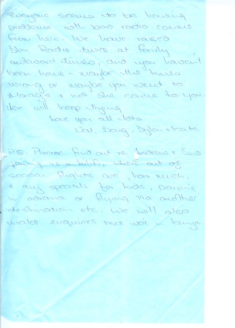 Val's letter home from Zanzibar 14th Oct '95 002